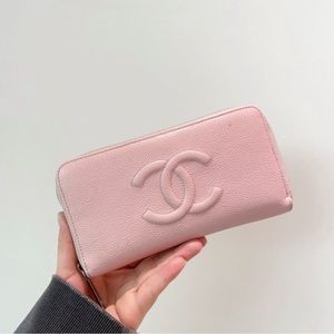 CHANEL CC Long Wallet Caviar Leather Pink
